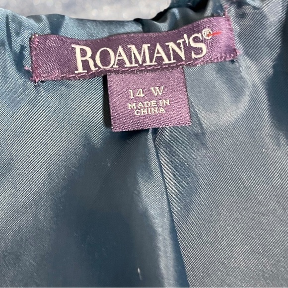 🔥 Roaman’s Women’s Royal Teal Blue Green Faux Fur Coat Size 14W - Picture 16 of 16